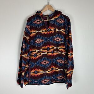 Dravus L Hoodie Fleece Jacket T-snap Southwestern Aztec Tribal Men’s Large